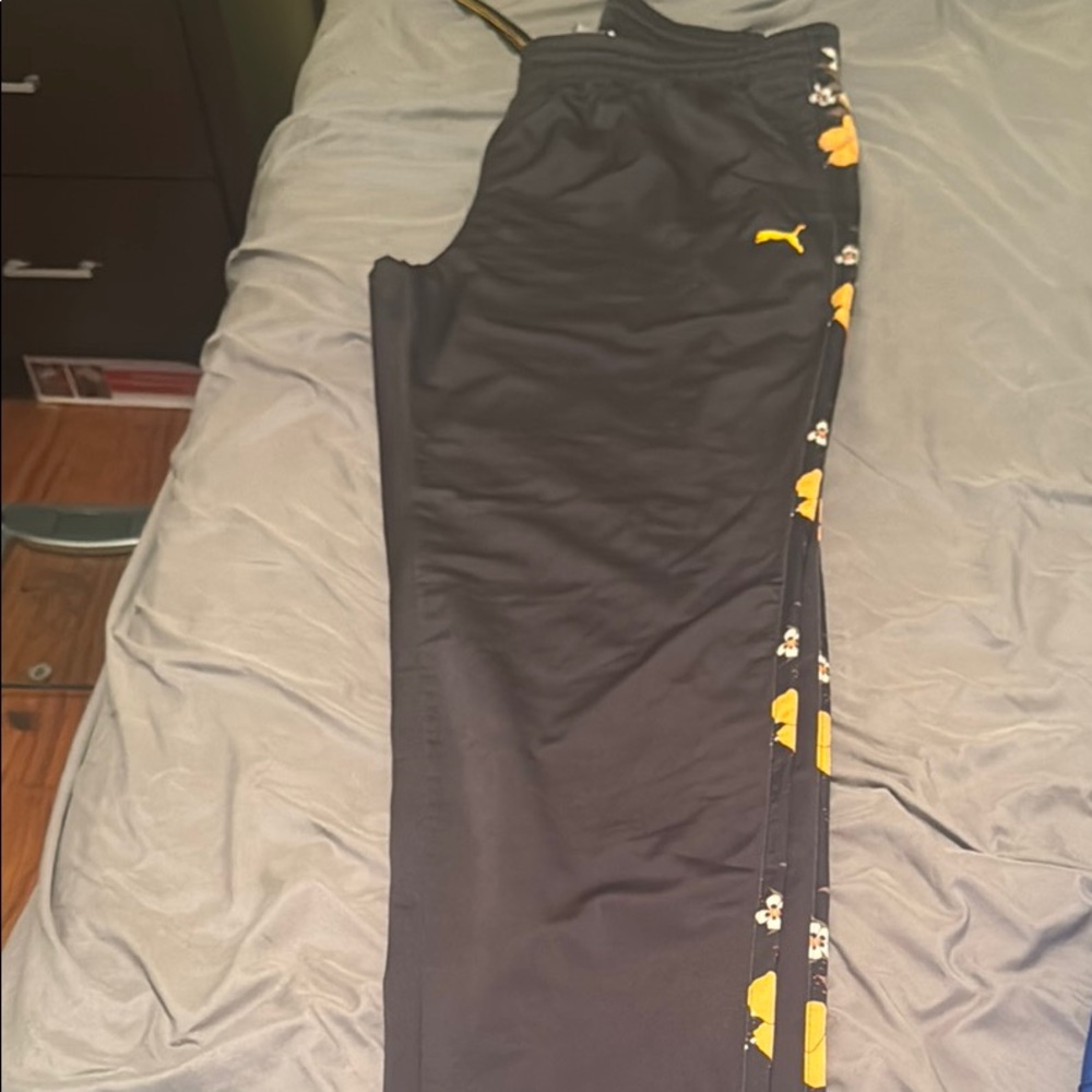 Puma  Black Joggers with Yellow Floral